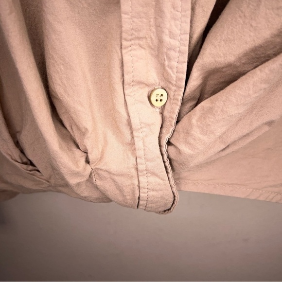 New XS Stateside Beige Tan Cotton Button Up Shirt Womens Neutral Lightweight - Picture 4 of 15